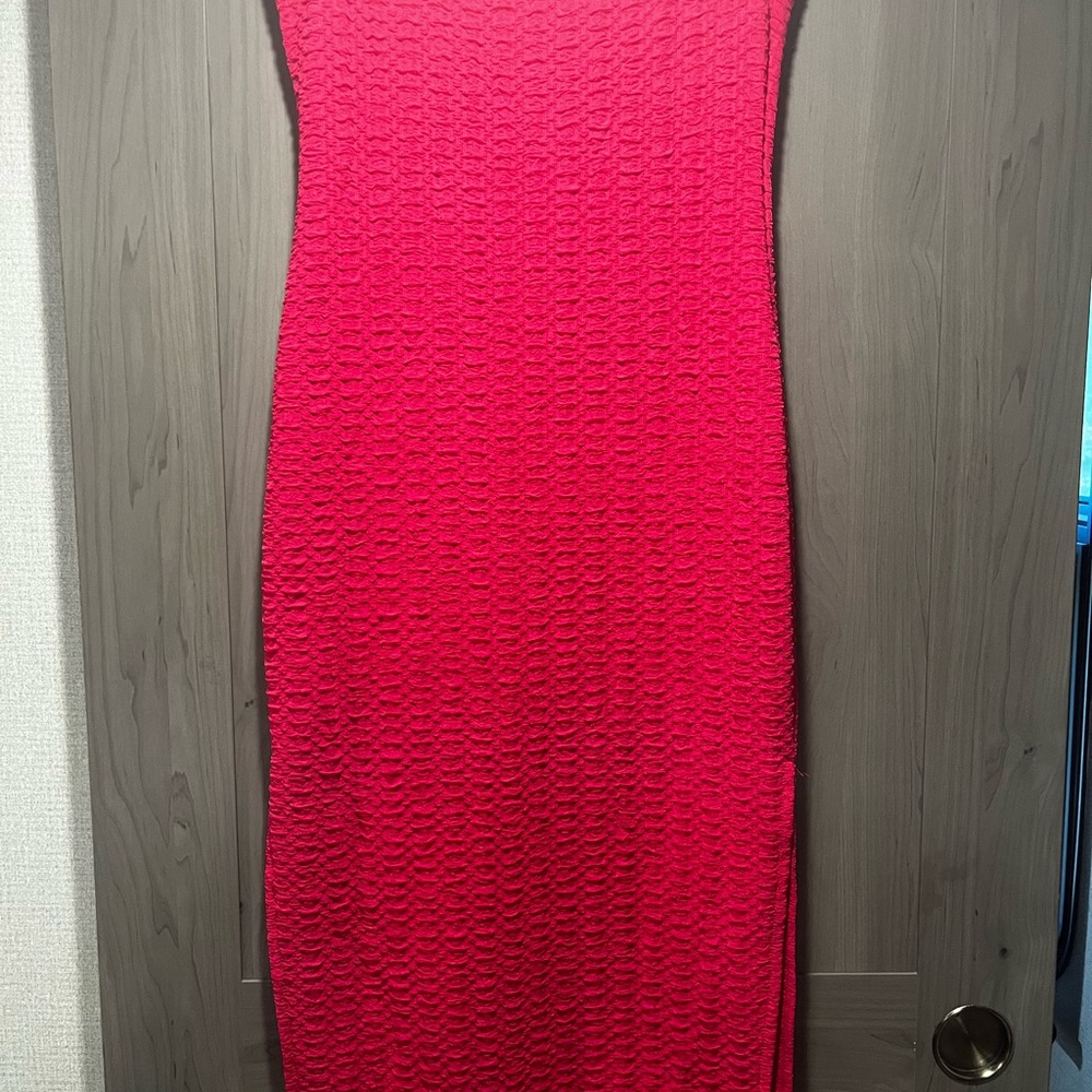 SHEIN Vibrant Red Textured Maxi Dress